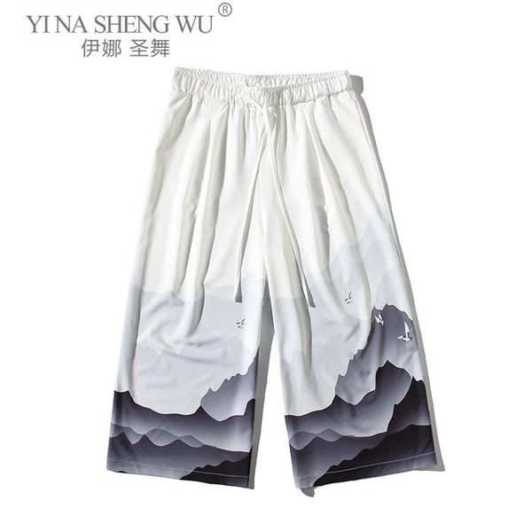 ethnic clothing kimono pants japanese men loose harajuku five-point print japan traditional asian costume style beach shorts, Red 
ethnic clothing kimono pants japanese men loose harajuku five-point print japan traditional asian costume style beach shorts, Red