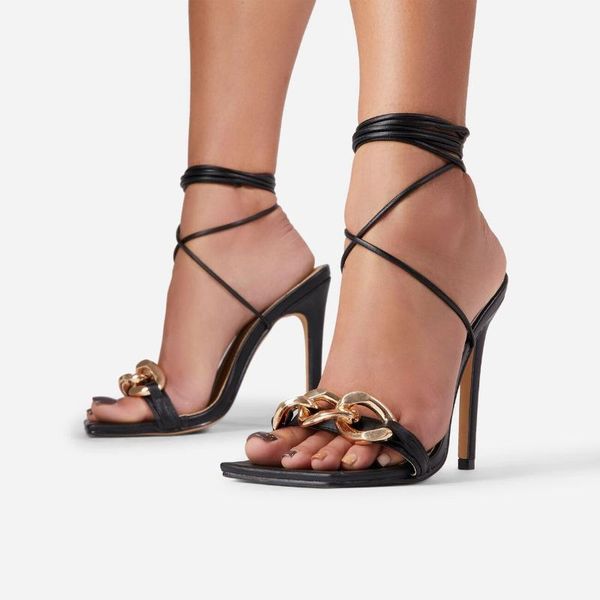 sandals 2021 european and american high-heeled women's shoes, metal chain straps, square-toe large size, Black
sandals 2021 european and american high-heeled women's shoes, metal chain straps, square-toe large size, Black