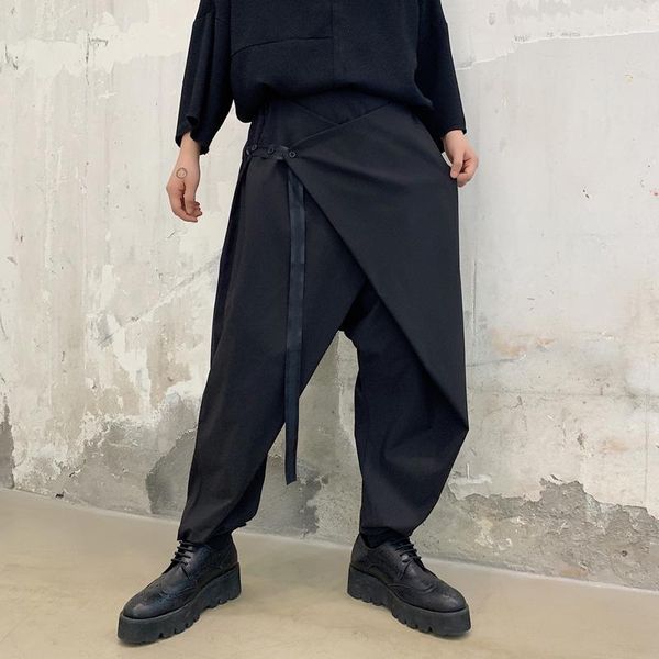 men ribbon splice loose casual black cross trousers male japan streetwear hip hop punk gothic harem pants style mid flat men's
men ribbon splice loose casual black cross trousers male japan streetwear hip hop punk gothic harem pants style mid flat men's