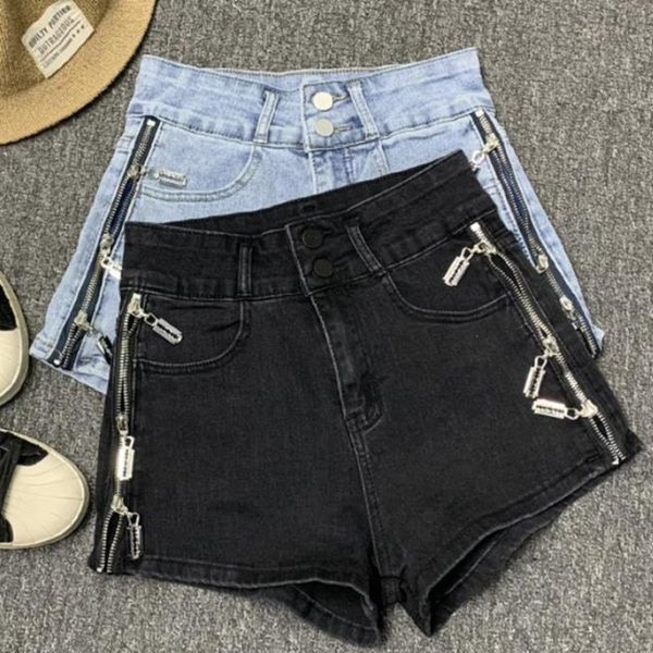 women's shorts 2021 summer casual side zipper denim women high waist wide leg jeans, White;black
women's shorts 2021 summer casual side zipper denim women high waist wide leg jeans, White;black