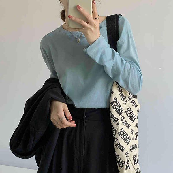 brief full sleeves casual chic basic minimalist solid basewear slim loose all match stylish femme t-shirts 210421, White
brief full sleeves casual chic basic minimalist solid basewear slim loose all match stylish femme t-shirts 210421, White