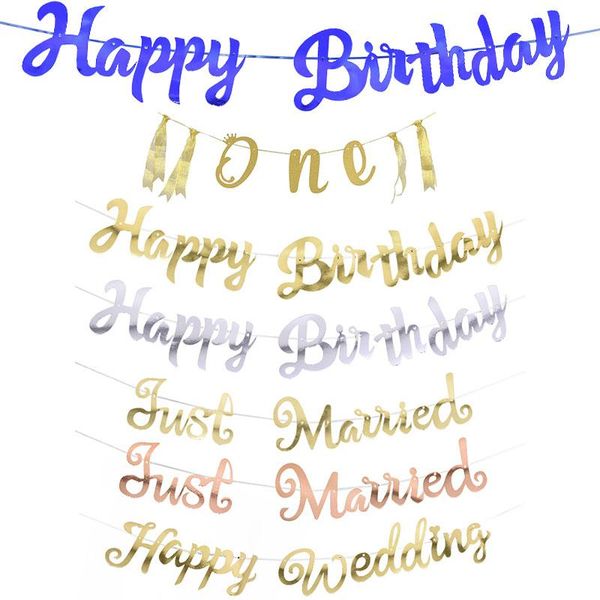 party decoration gold silver happy birthday banner just married garland for wedding hanging bunting one kid baby shower flag decor
party decoration gold silver happy birthday banner just married garland for wedding hanging bunting one kid baby shower flag decor