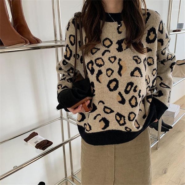 retro women leopard knitted sweater winter animal print thick long sleeve female pullovers casual women's sweaters, White;black
retro women leopard knitted sweater winter animal print thick long sleeve female pullovers casual women's sweaters, White;black