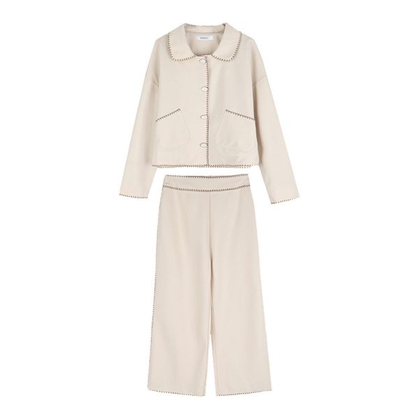 beige pocket single breasted jacket pants suit two pieces set office lady women t0268 210514, White
beige pocket single breasted jacket pants suit two pieces set office lady women t0268 210514, White