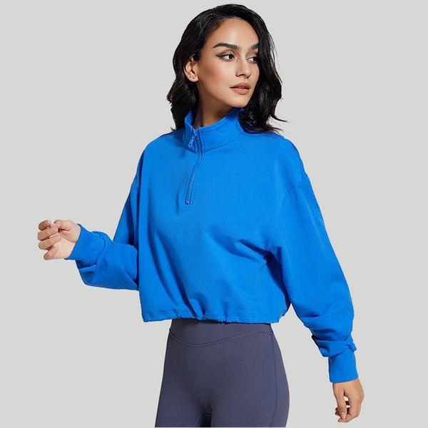 yoga outfit half zipper cotton fitness workout sweatshirt women stand-up collar drawstring hem sports long sleeve crop pullover
yoga outfit half zipper cotton fitness workout sweatshirt women stand-up collar drawstring hem sports long sleeve crop pullover