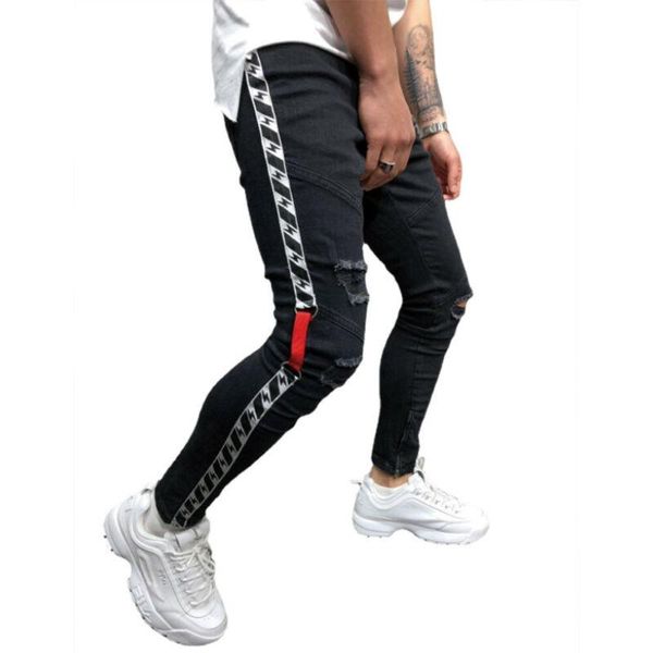 skinny jeans men black ripped denim pants long slim hole trouser casual frayed bottoms fit men's, Blue
skinny jeans men black ripped denim pants long slim hole trouser casual frayed bottoms fit men's, Blue