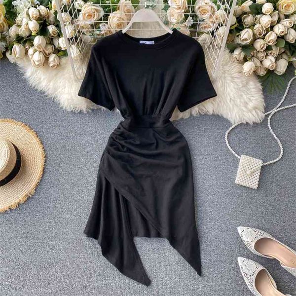 summer women's short-sleeved dress female korean the design sense niche irregular folds slim fit hip dresses gx221 210507, Black;gray
summer women's short-sleeved dress female korean the design sense niche irregular folds slim fit hip dresses gx221 210507, Black;gray