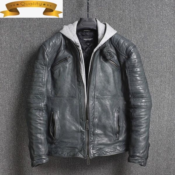 leather 2021 jacket genuine men vintage sheepskin coat korean motorcycle spring autumn hooded veste cuir homme kj4129 men's & faux, Black
leather 2021 jacket genuine men vintage sheepskin coat korean motorcycle spring autumn hooded veste cuir homme kj4129 men's & faux, Black