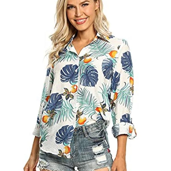 women's 2021 autumn new fashion printed holiday style stand collar long sleeve shirt, White
women's 2021 autumn new fashion printed holiday style stand collar long sleeve shirt, White