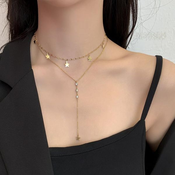 pendant necklaces stainless steel fashion upscale jewelry gold color 2 layer pentagram charms chain for women sweater, Silver
pendant necklaces stainless steel fashion upscale jewelry gold color 2 layer pentagram charms chain for women sweater, Silver