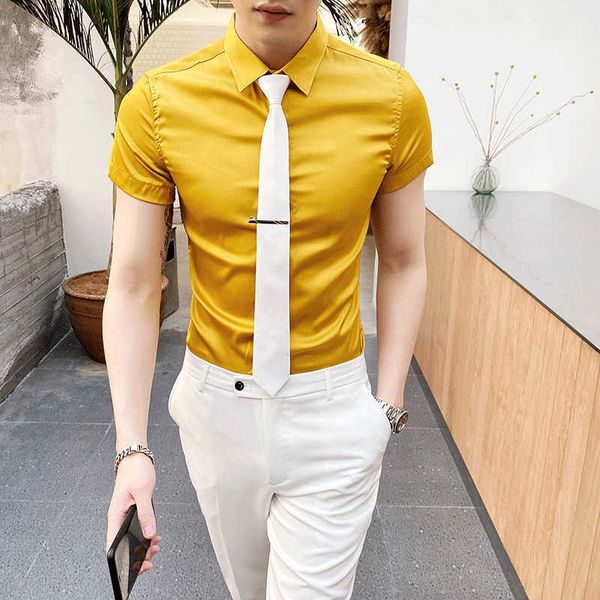 summer big size men shirt silk short sleeve casual slim fit shirt streetwear social tuxedo dress clothing camisa masculina 210527, White;black
summer big size men shirt silk short sleeve casual slim fit shirt streetwear social tuxedo dress clothing camisa masculina 210527, White;black