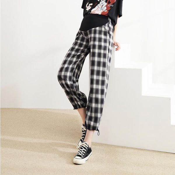 pregnant fashion pants sports casual wide leg women's maternity clothes checkered trousers bottoms, White
pregnant fashion pants sports casual wide leg women's maternity clothes checkered trousers bottoms, White