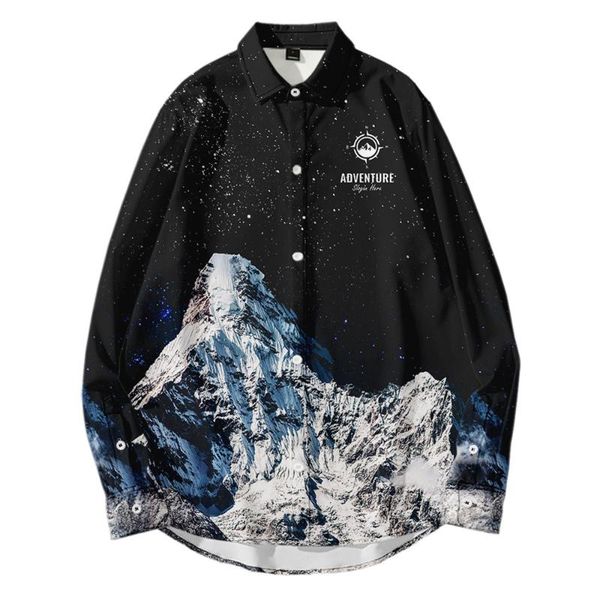 men's casual shirts autumn cardigan long-sleeved shirt snow mountain 3d printing loose all-match, White;black
men's casual shirts autumn cardigan long-sleeved shirt snow mountain 3d printing loose all-match, White;black