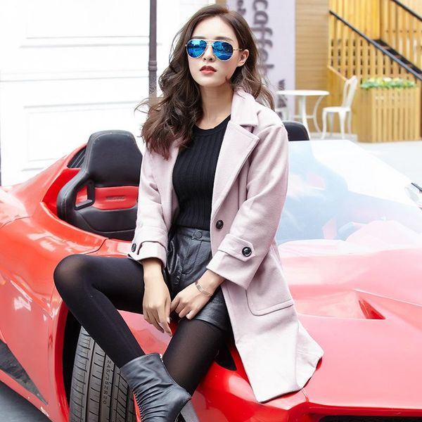women's wool & blends casual warm long coat for women fashion loose and jacket solid single breasted pockets clothes nice, Black
women's wool & blends casual warm long coat for women fashion loose and jacket solid single breasted pockets clothes nice, Black