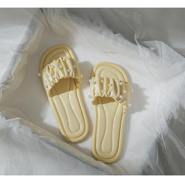 slippers female 2021 summer style pearl fold flat bottom all-match outer wear soft one-word sandals and, Black
slippers female 2021 summer style pearl fold flat bottom all-match outer wear soft one-word sandals and, Black