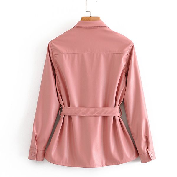 leather pu lapel single breasted with long sleeve chic belt female coat harajuku pocket pink windproof thermal locomotive women's jacke, Black
leather pu lapel single breasted with long sleeve chic belt female coat harajuku pocket pink windproof thermal locomotive women's jacke, Black