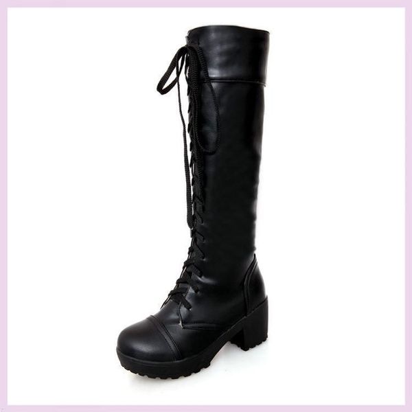 boots high fitting lace up and heel thick women's spring long white 40 large, Black
boots high fitting lace up and heel thick women's spring long white 40 large, Black