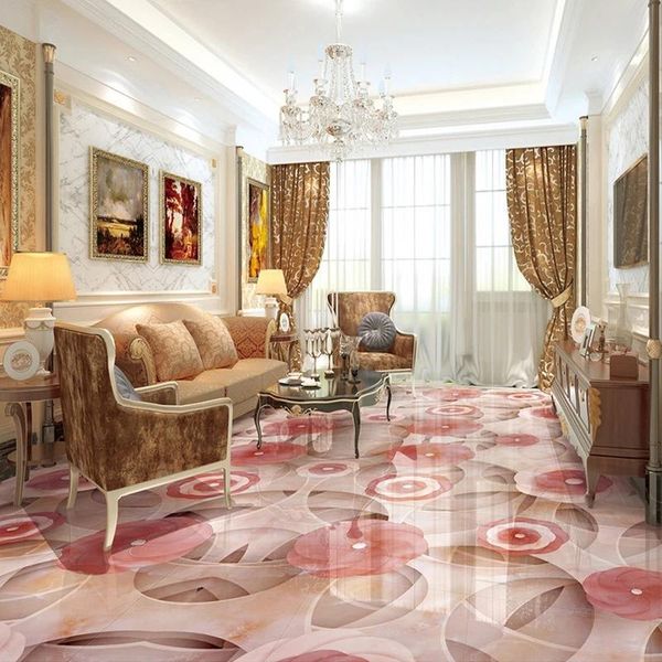 custom floor mural abstract flower pattern 3d self adhesive wallpaper art painting living room waterproof papel de parede wallpapers