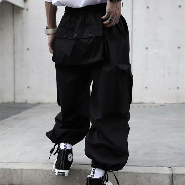 men's pants black loose cargo drawstring bottom long casual trousers high street c45
men's pants black loose cargo drawstring bottom long casual trousers high street c45