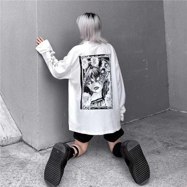 women's t-shirt cartoon horror graphic women spring and autumn gothic print oversized punk t shirt harajuku streetwear korean tee, White
women's t-shirt cartoon horror graphic women spring and autumn gothic print oversized punk t shirt harajuku streetwear korean tee, White