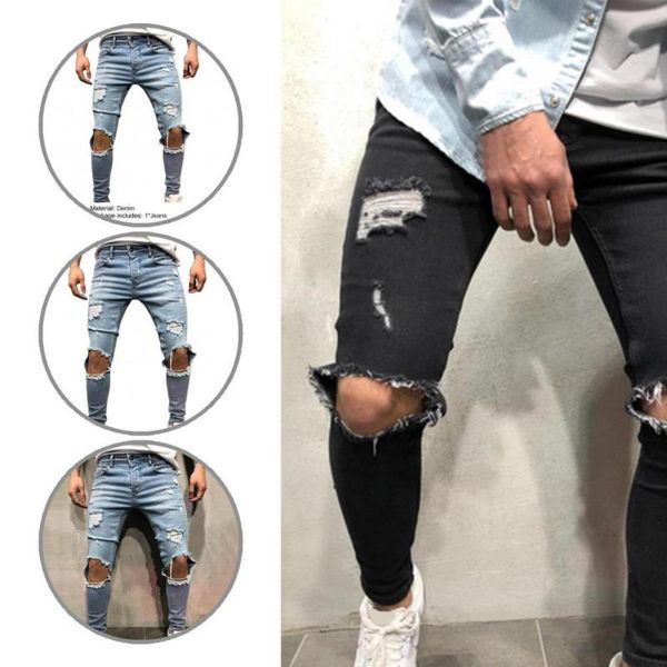 men's jeans cool fabulous discolored hole men pants high street zipper for going out, Blue
men's jeans cool fabulous discolored hole men pants high street zipper for going out, Blue