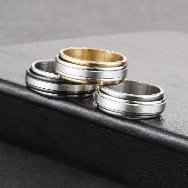 cluster rings double layered stainless steel groove spinner for men rotatable classic finger male wedding band punk jewelry, Golden;silver
cluster rings double layered stainless steel groove spinner for men rotatable classic finger male wedding band punk jewelry, Golden;silver
