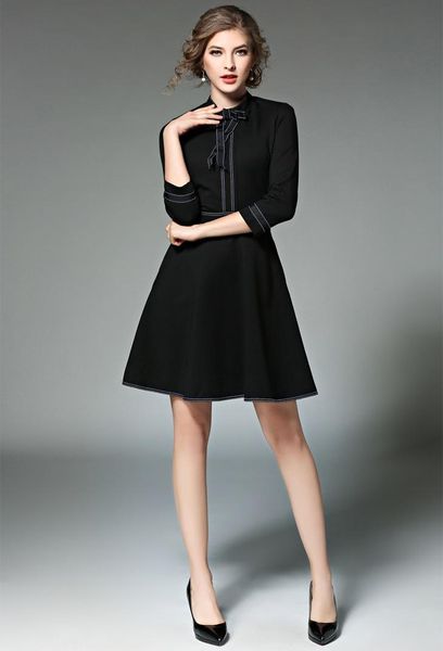 casual dresses la maxza office lady a-line women dress three quarter sleeve bow vestidos, Black;gray
casual dresses la maxza office lady a-line women dress three quarter sleeve bow vestidos, Black;gray