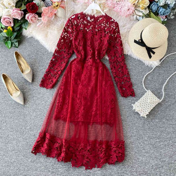 spring autumn women dresses elegant o-neck lace hollow out patchwork vintage ladies slim midi fairy 210423, Black;gray
spring autumn women dresses elegant o-neck lace hollow out patchwork vintage ladies slim midi fairy 210423, Black;gray
