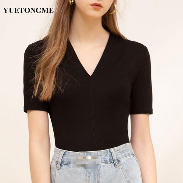 women's t-shirt 2021 fashion summer cotton v-neck short-sleeved slim black white t077
women's t-shirt 2021 fashion summer cotton v-neck short-sleeved slim black white t077