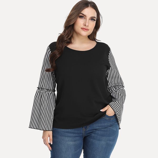 plus size dresses hy3611# spring and summer large long sleeve t-shirt loose stripe color matching top
plus size dresses hy3611# spring and summer large long sleeve t-shirt loose stripe color matching top