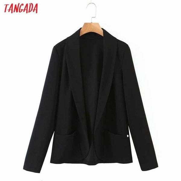 tangada women solid black blazer coat vintage notched collar pocket fashion female casual chic 8h71 210609, White;black
tangada women solid black blazer coat vintage notched collar pocket fashion female casual chic 8h71 210609, White;black