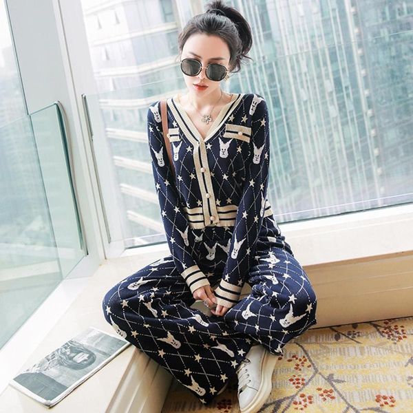 women's two piece pants casual suit 2021 autumn and winter checkered knitted cardigan + wide-leg trousers two-piece fashion clothing, White
women's two piece pants casual suit 2021 autumn and winter checkered knitted cardigan + wide-leg trousers two-piece fashion clothing, White