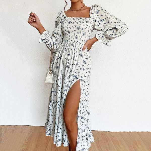 casual dresses 2021 autumn winter white floral shirred pleated backless midi square collar dress elegant women slit thigh boho beach wear, Black;gray
casual dresses 2021 autumn winter white floral shirred pleated backless midi square collar dress elegant women slit thigh boho beach wear, Black;gray