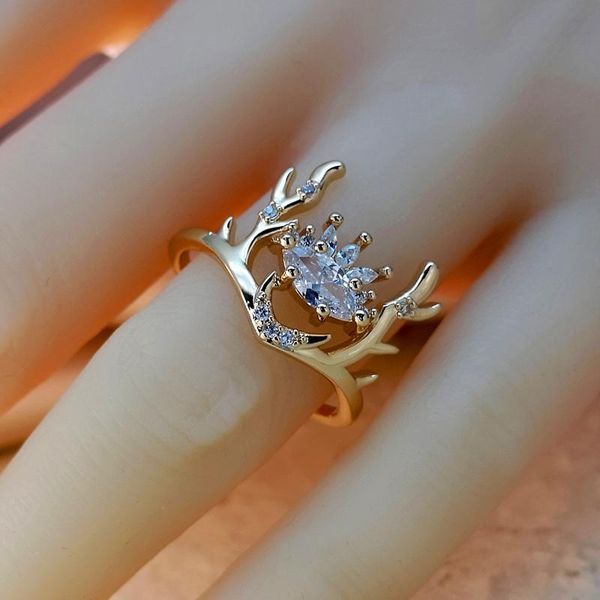 wedding rings cute female crystal elk thin ring classic gold color engagement charm white zircon for women christmas gift, Slivery;golden
wedding rings cute female crystal elk thin ring classic gold color engagement charm white zircon for women christmas gift, Slivery;golden