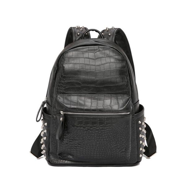 backpack crocodile pattern leather pu for couple fashion personality rivets daypack men women designer bags travel rucksack
backpack crocodile pattern leather pu for couple fashion personality rivets daypack men women designer bags travel rucksack