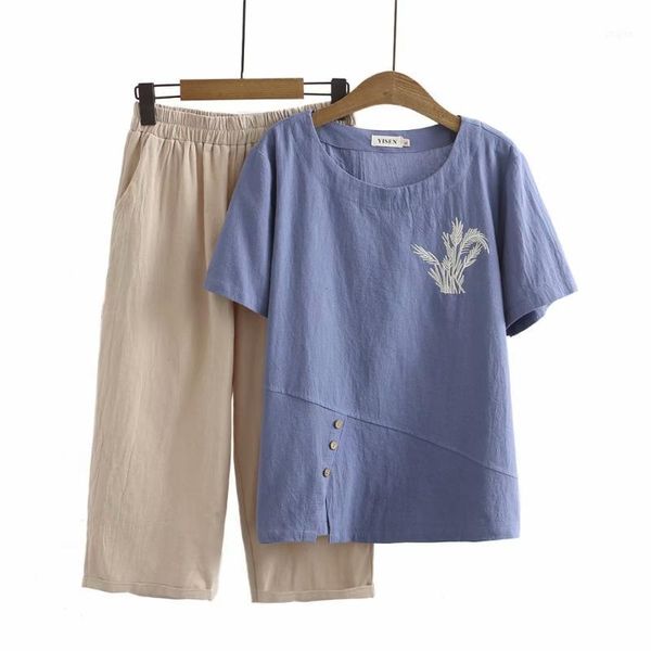 plus size tracksuits short sleeve o-neck button embroidery tshirt & elastic waist loose pants women sets 2021 summer ladies 2 pieces female, Black
plus size tracksuits short sleeve o-neck button embroidery tshirt & elastic waist loose pants women sets 2021 summer ladies 2 pieces female, Black