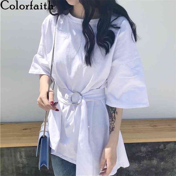 women summer t-shirts solid multi colors bottoming lace up casual korean style loose hem irregular t313 210416, White
women summer t-shirts solid multi colors bottoming lace up casual korean style loose hem irregular t313 210416, White