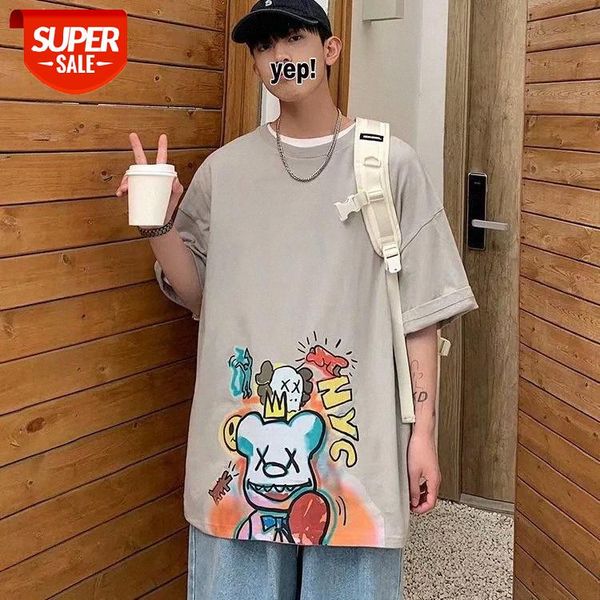 contrasting color bear graffiti short-sleeved t-shirt male flow loose plus size student couple half-sleeved short t #km5y, White;black
contrasting color bear graffiti short-sleeved t-shirt male flow loose plus size student couple half-sleeved short t #km5y, White;black