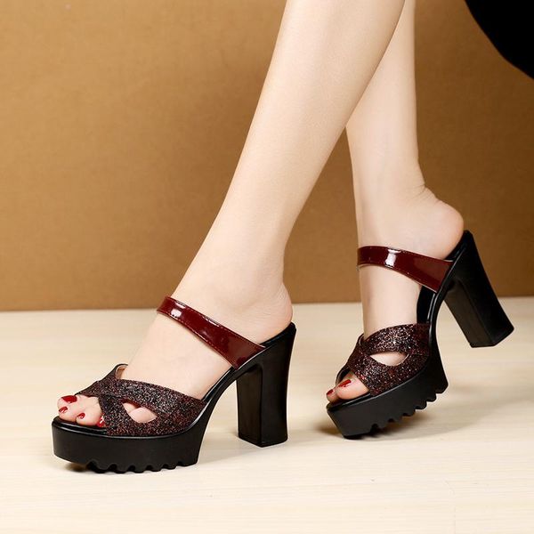 slippers high-heeled shoes lady woman's luxury slides platform square heel 2021 designer block pu hoof super woman 20, Black
slippers high-heeled shoes lady woman's luxury slides platform square heel 2021 designer block pu hoof super woman 20, Black