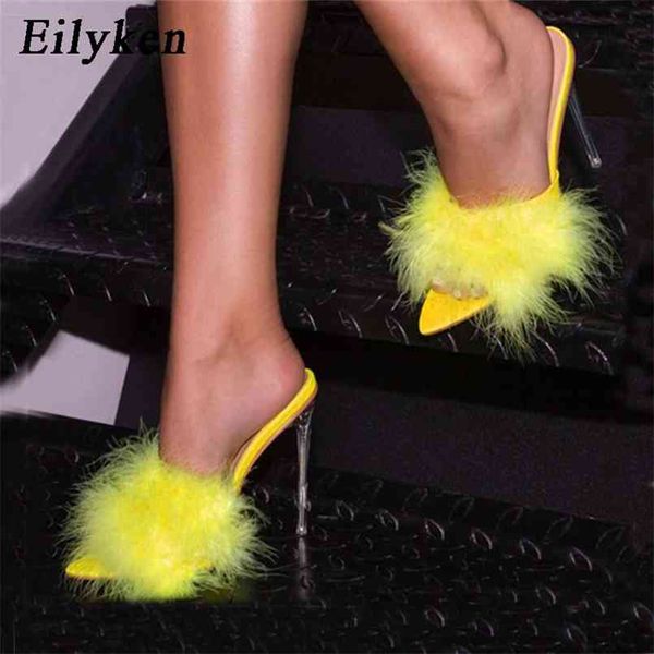 eilyken summer pointed toe furry slippers ladies sandals fashion design clear perspex heels women mules shoes fluffy slides 210607, Black
eilyken summer pointed toe furry slippers ladies sandals fashion design clear perspex heels women mules shoes fluffy slides 210607, Black