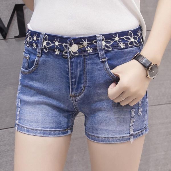 women's shorts female korean style hole high waist denim women plus size lace embroidered jean summer slim short feminino, White;black
women's shorts female korean style hole high waist denim women plus size lace embroidered jean summer slim short feminino, White;black