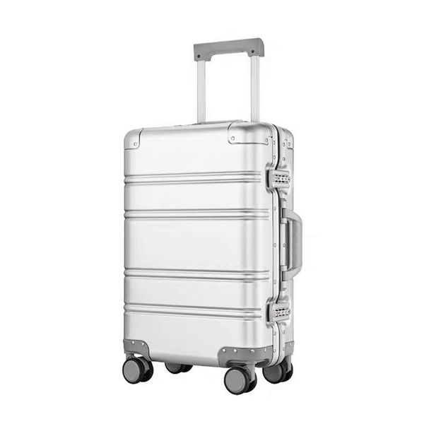 all aluminum magnesium alloy trolley suitcase men women 20/24 inch rolling luggage universal wheel boarding metal password box suitcases 
all aluminum magnesium alloy trolley suitcase men women 20/24 inch rolling luggage universal wheel boarding metal password box suitcases