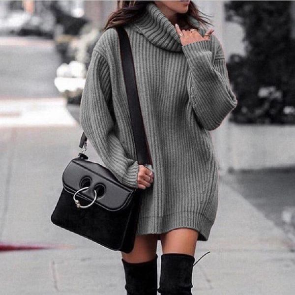 casual dresses 2021 winter warm knitted sweater women's dress turtleneck solid back female loose fashion lady clothes, Black;gray
casual dresses 2021 winter warm knitted sweater women's dress turtleneck solid back female loose fashion lady clothes, Black;gray