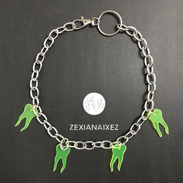 trend of men and women alike fluorescent green ghost tooth necklace short changeable wholesale goth pendant necklaces, Silver
trend of men and women alike fluorescent green ghost tooth necklace short changeable wholesale goth pendant necklaces, Silver