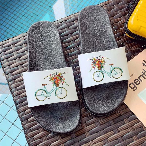 slippers bicycle flower pattern outdoor flip flops summer beach fashion open toe printed women's non-slip slides, Black
slippers bicycle flower pattern outdoor flip flops summer beach fashion open toe printed women's non-slip slides, Black