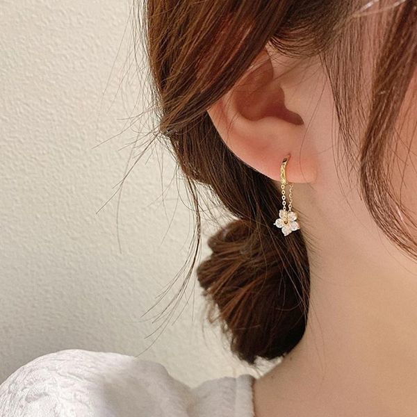 hoop & huggie chain earrings for women korean zircon flower dangle earring fashion simple jewelry temperament accessories girls gifts, Golden;silver
hoop & huggie chain earrings for women korean zircon flower dangle earring fashion simple jewelry temperament accessories girls gifts, Golden;silver
