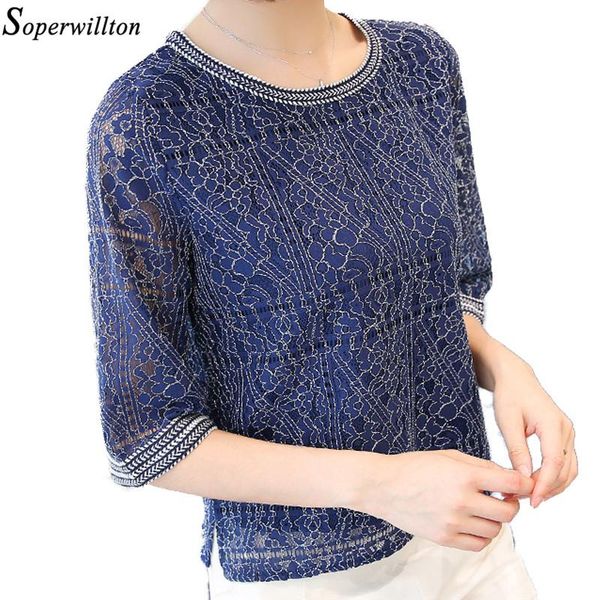 women's blouses & shirts soperwillton embroidery lace women o-neck half sleeve elegant blouse plus size shirt #bb0796, White
women's blouses & shirts soperwillton embroidery lace women o-neck half sleeve elegant blouse plus size shirt #bb0796, White