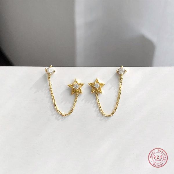 sterling silver bohemian simple star stud earrings women chain tassel double pierced summer beach casual jewelry, Golden;silver
sterling silver bohemian simple star stud earrings women chain tassel double pierced summer beach casual jewelry, Golden;silver