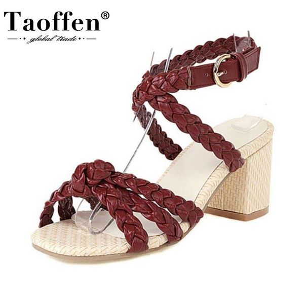 sandals taoffen women thick high heel shoes round toe summer casual daily weave female footwear size 33-43, Black
sandals taoffen women thick high heel shoes round toe summer casual daily weave female footwear size 33-43, Black