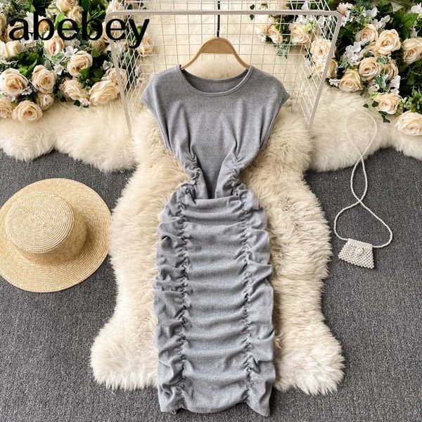 women sleeveless dress elegant solid o neck slim office dresses summer korean ruched streetwear short dress 210715, Black;gray
women sleeveless dress elegant solid o neck slim office dresses summer korean ruched streetwear short dress 210715, Black;gray